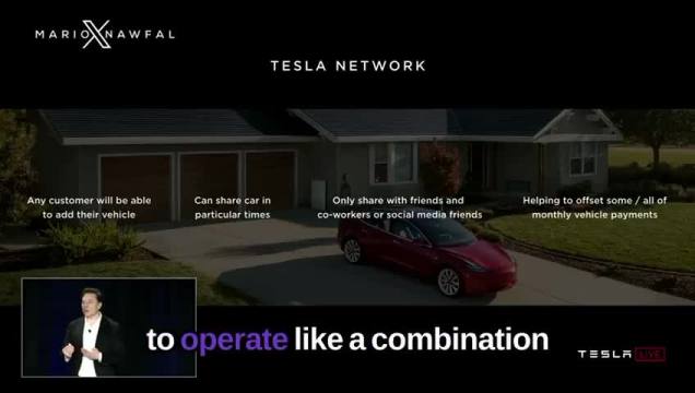 ELON: TESLA OWNERS WILL BE ABLE TO ADD THEIR CARS TO THE ROBOTAXI FLEET “Any customer will be able to add or remove their car to the Tesla network. We expect this to operate like a combination of maybe the Uber and Airbnb model. If you own the car, you can add or subtract