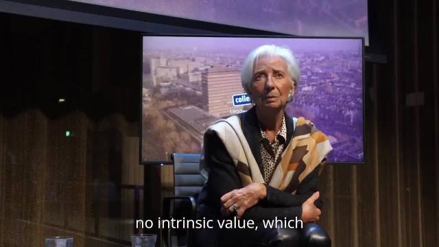 Christine Lagarde says that while Bitcoin has “no intrinsic value,” it “may prosper and may last forever.”