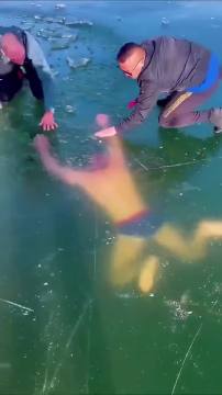 This guy who decided to go swimming under the frozen water, lost track of where the entrance was