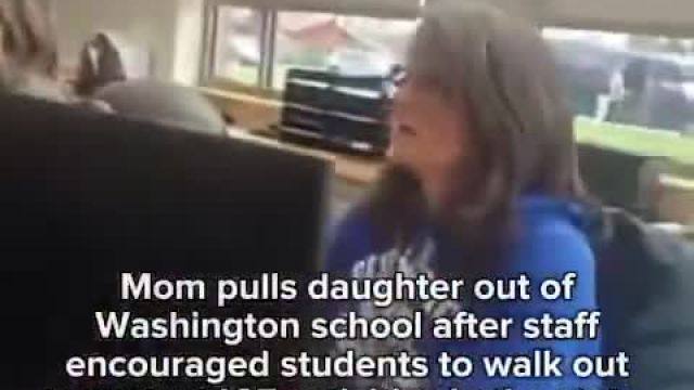A mother in Auburn, Washington is going viral after confronting her daughter’s middle school for allowing students to walk out to protest ICE during class and unenrolling her, with many praising the mom and calling for federal funds to stop going to schools like this.