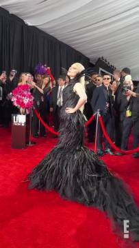 Lady Gaga brings the mayhem to the Glambot at the 2026 #GRAMMYs