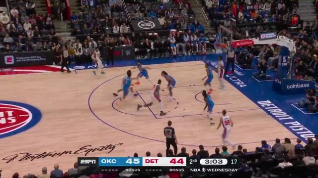 JALEN DUREN WITH ONE HAND ON THE LOB 🔥 OKC-DET on ESPN 🍿