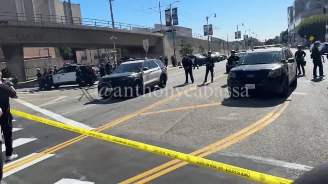 Anti-ICE protestors, including middle and high school students, shout and throw projectiles at LAPD officers near the federal detention center. This is what happens when you let public schools indoctrinate children into becoming political activists.